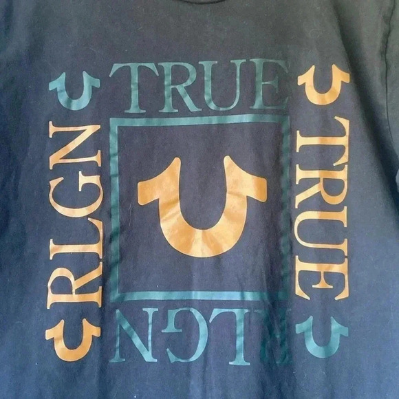 True religion black square logo t-shirt men’s size M - Picture 4 of 5